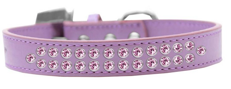 Two Row Light Pink Crystal Size 16 Lavender Dog Collar